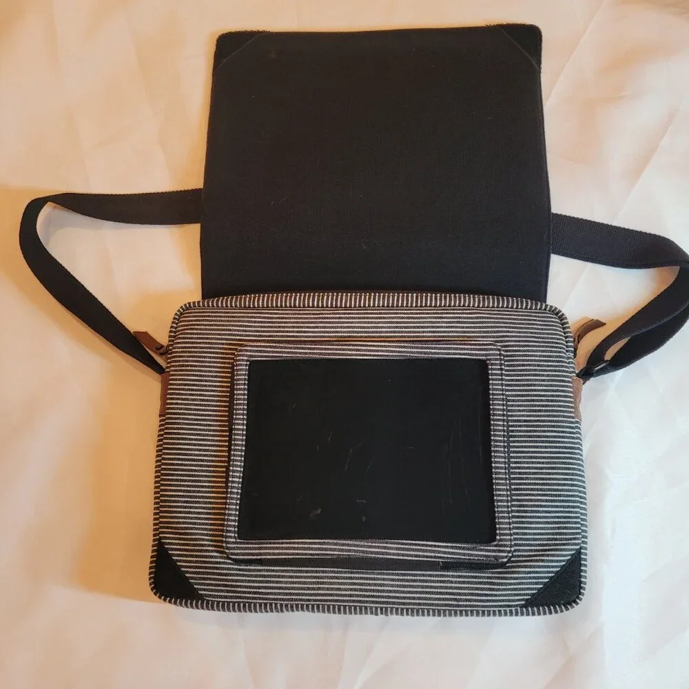 Hex Laptop Messenger Bag Navy and White Stripes